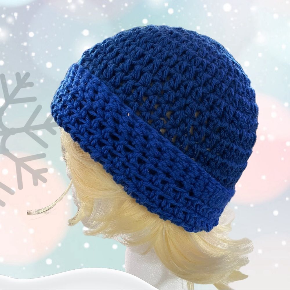 ROYAL BLUE HANDCRAFTED CROCHET BEANIE HAT